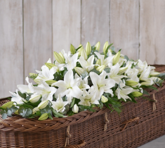 White Lily Coffin Spray