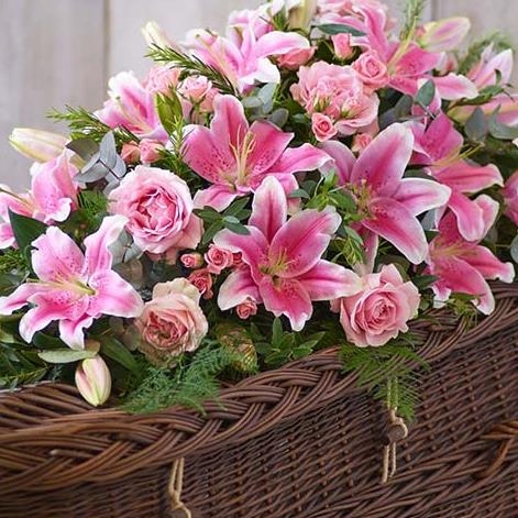 Lily and Rose Casket Spray Pink