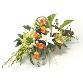 Orange, White and Green Funeral Basket